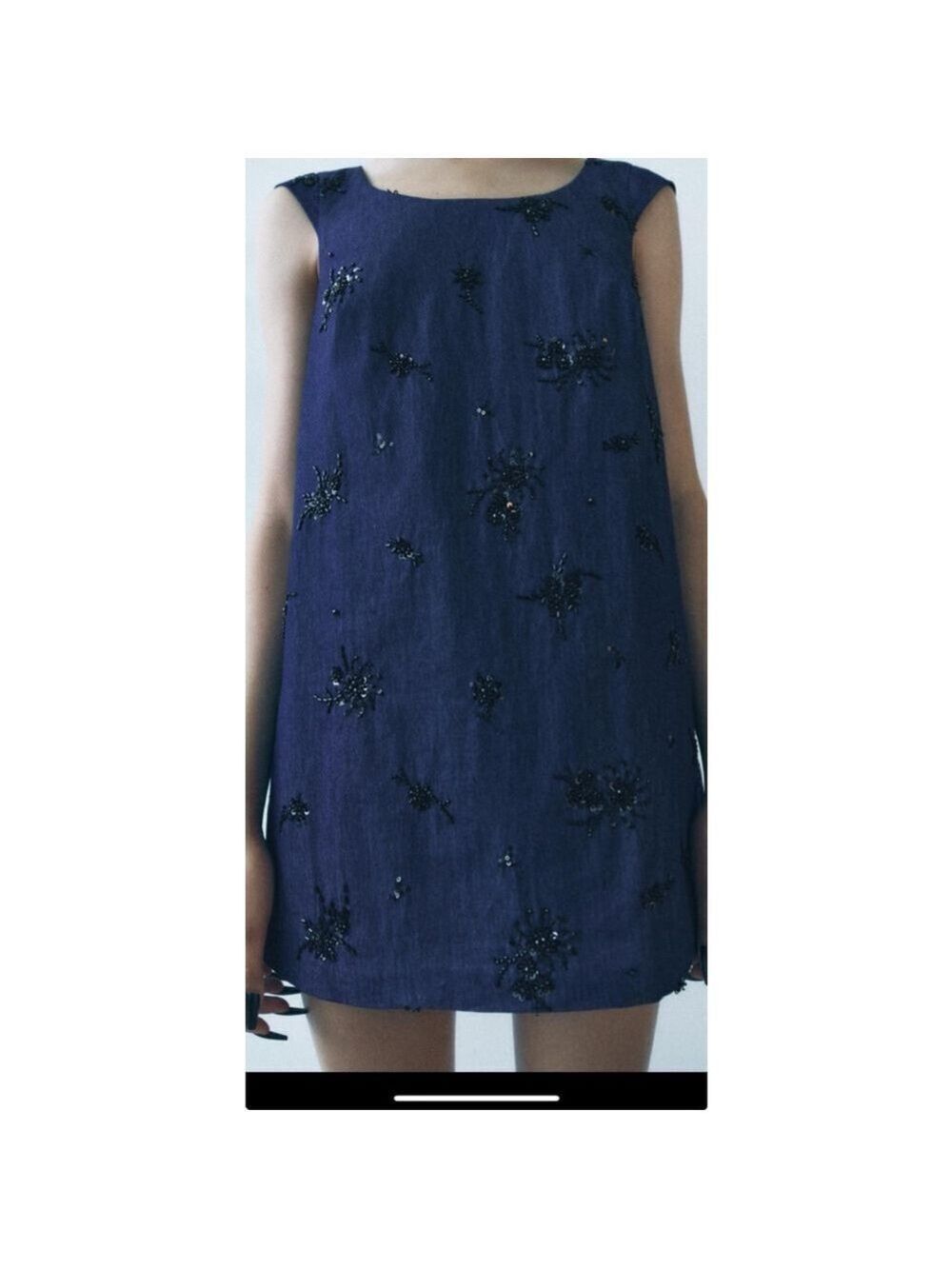 Women's Zara Mini Dress Blue Embellished Sleeveless. Size S - Picture 3 of 4